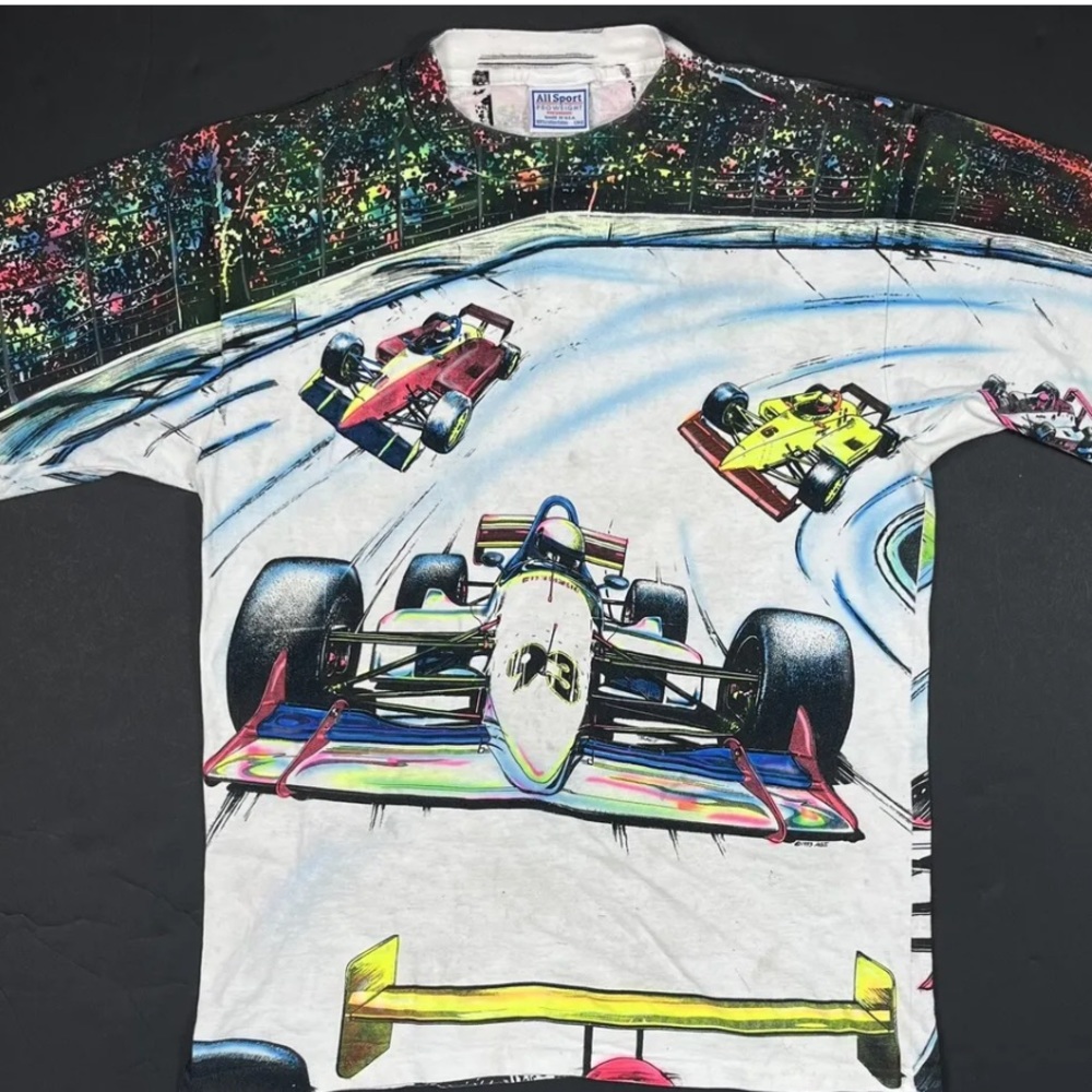 1993 Indy 500 Vintage T-Shirt Men’s Large All Over Print All Sport Tag USA